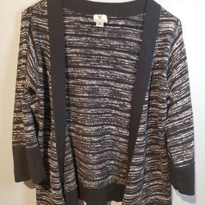 Worthington Black/Gray/White Open Cardigan